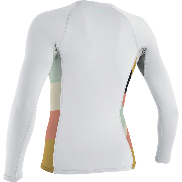 2022 O'Neill Womens Side Print Long Sleeve Rash Vest 5406S - White / Jasmine